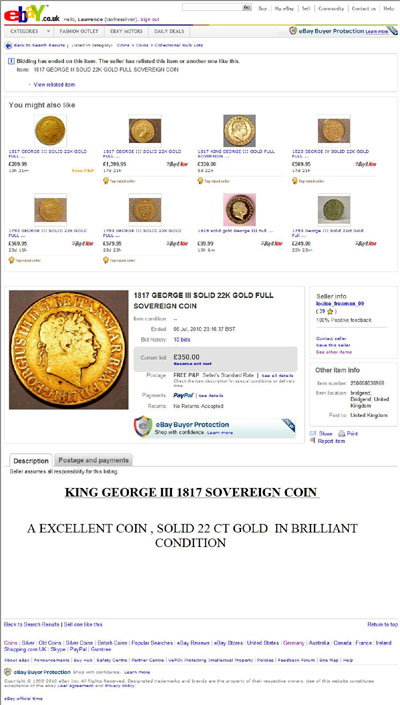 louise_freeman_09 Original 1817 George IIII  Gold Sovereign eBay Auction Listing